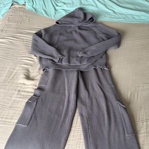 Edikted Gray Ribbed Jogger Set